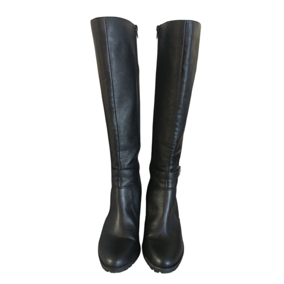 Kelly & Katie Black Knee High Boots Heeled Boots with Chunky Block Heel Boots 10 - Picture 3 of 11